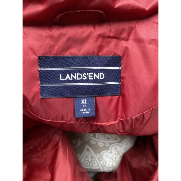 Lands’ End Women’s Red Quilted Vest XL Lightweight Zip Pockets Primaloft - Picture 10 of 12